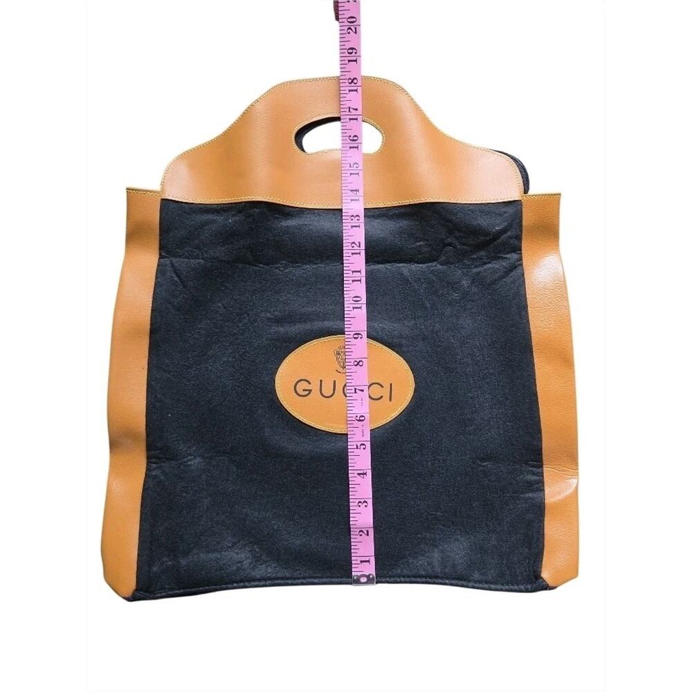 VTG Gucci Wool Felt Leather Trim Shopper Tote Bag Italy Crest Logo Collector - Picture 6 of 7